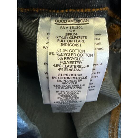 Good American Power Stretch Pull On Flare Denim Jeans Women’s Size M Indigo491 - Picture 10 of 10